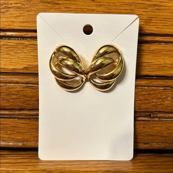 Gold-Tone Chunky Knot Earrings Vintage - Picture 1 of 4